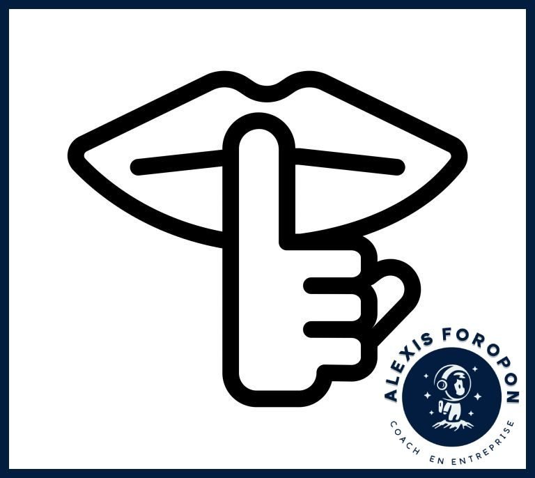 Pictogramme d'une bouche dont un doigt demande le silence